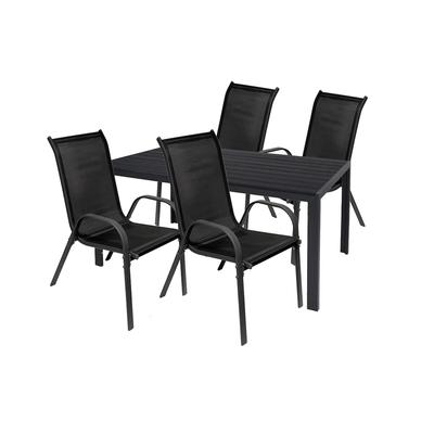 Mojawo 5tlg Gartengarnitur Sitzgarnitur Outdoormöbel 125x70cm Anthra/Schwarz