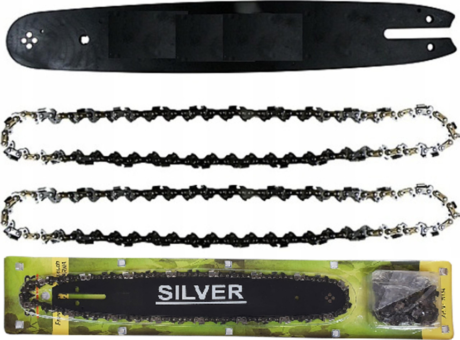 SilverTools Geleiderail 16 inch 3/8 met 56 schakels en 2 kettingen voor Silver kettingzagen