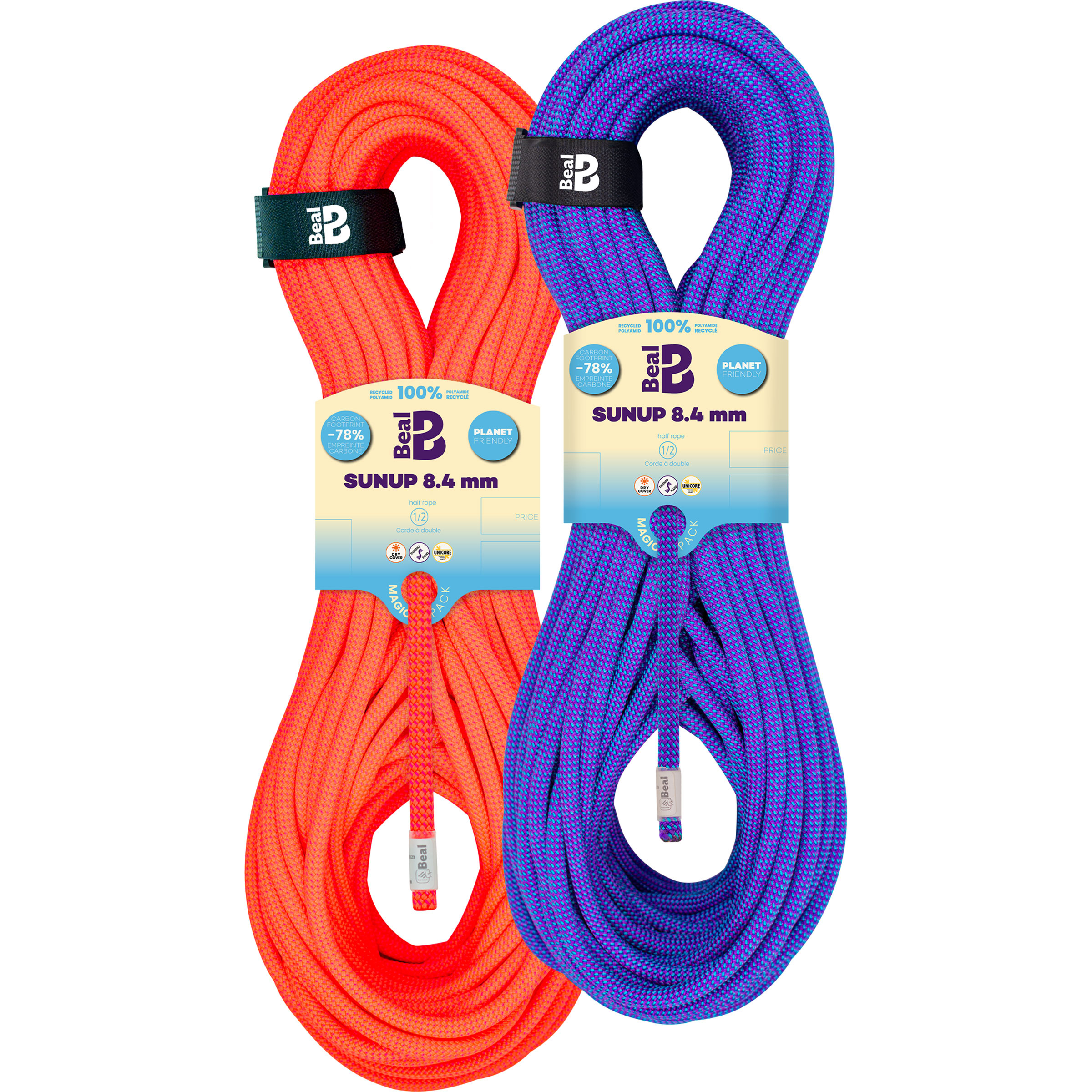 Beal Sunup 8.4mm 2er Pack Halbseil Kletterseile orange Größe 2x60m Alpinklettern | Klettersteig | Eisklettern