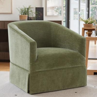 "32.25"" Polyester Skirted Swivel Accent Chair with 360-Degree Swivel Base and Pocket Springs and Narrow Slope Arms"