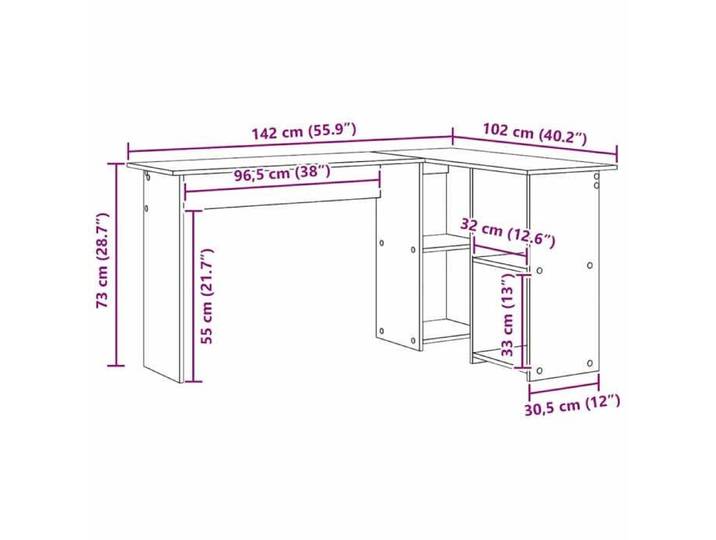 Noir Bureau Informatique moderne - Bureau à écrire Chêne noir 142x102x73cm Bois d'ingénierie(1 Personne) 7667787711