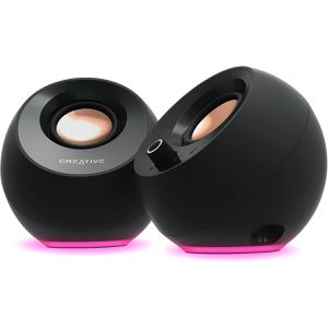 Creative PC-Lautsprecher Pebble Pro, schwarz, 10 Watt, 2.0 Stereo, RGB-LED, 3,5mm Klinke, USB & Bluetooth
