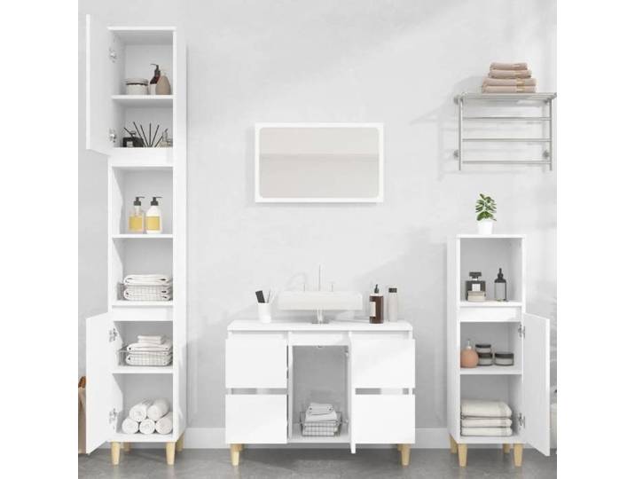 Meuble WC SWEETY Blanc Meuble d'évier blanc 80x33x60cm bois d'ingénierie - Pour maquillage CL19611383782