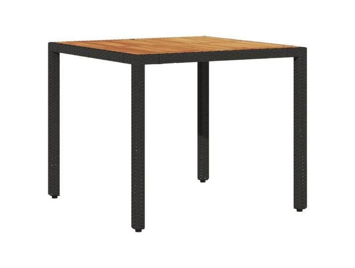 “Winter Sale TOP Table de jardin Noir - Table de jardin et dessus en bois d'acacia noir résine tressée PRO85358