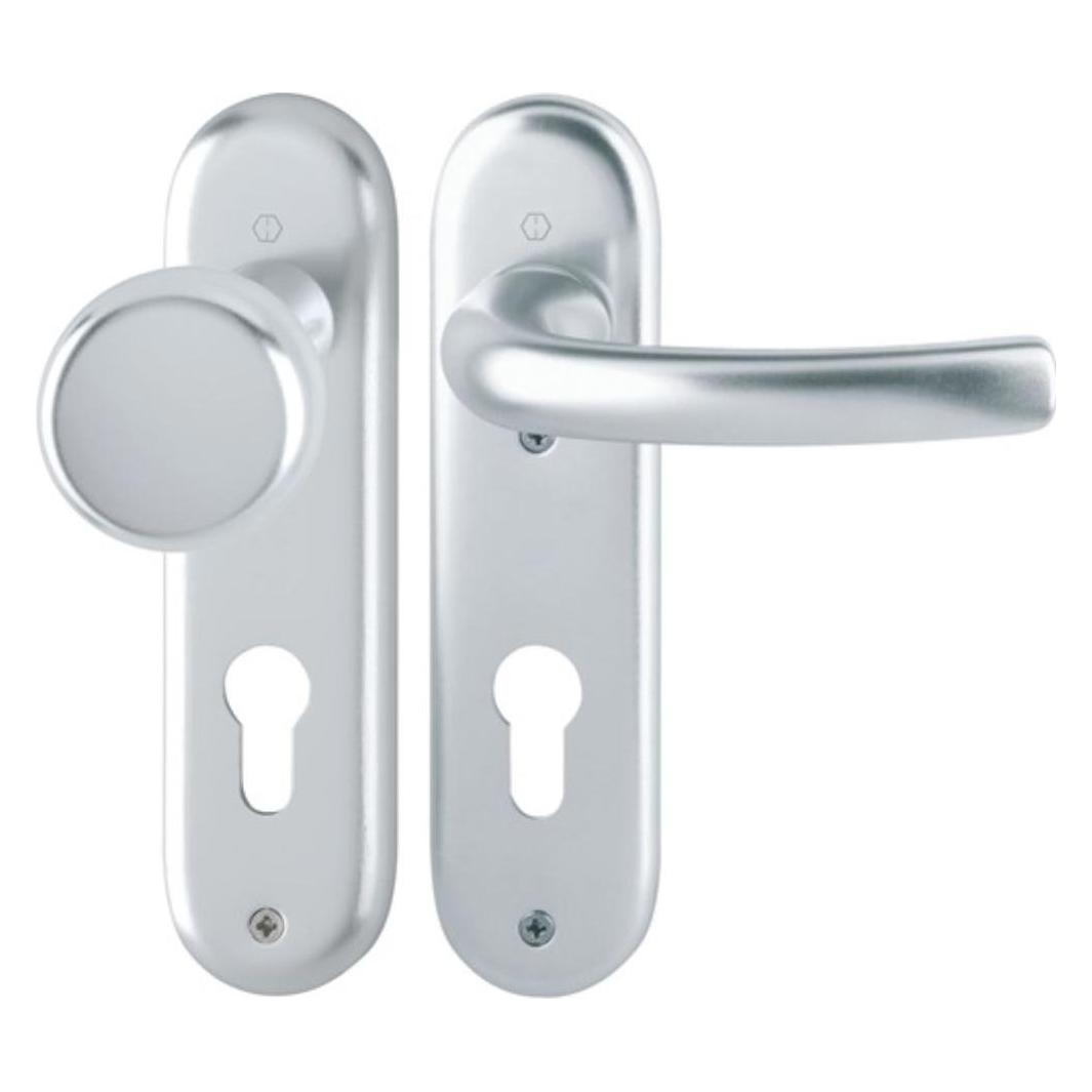 Hoppe Kurzschildgarnitur Tôkyô 53/273KP/1710 Aluminium F1 PZ abgerundet Wechselgarnitur (Türschildgarnitur) (2805515)