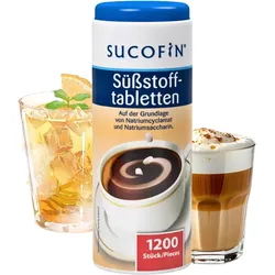 SUCOFIN Süßstoff Tabletten 1200 Stk, 72g Tafelsüße für Kaffee