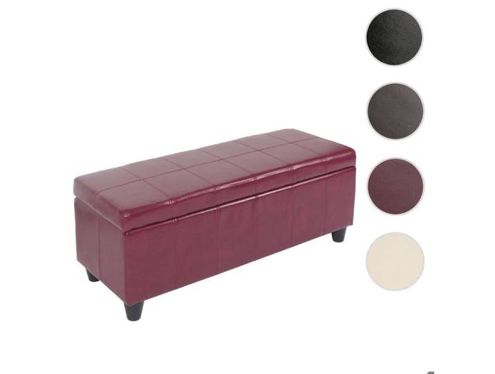 MCW Banc de rangement rembourrée Kriens cuir reconstitué 112x45x45cm rouge