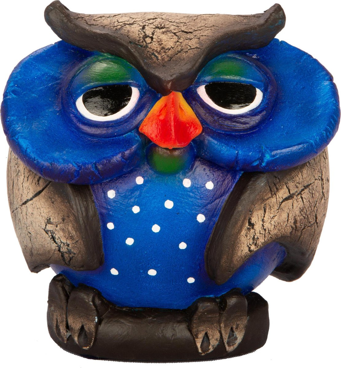 Comix Cartoon Hooty Decoratief Uilenbeeld - Blauw - Handgeschilderd