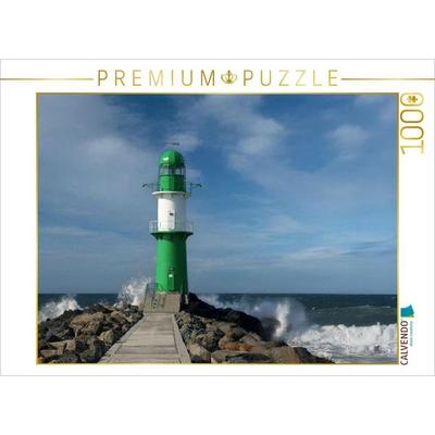 CALVENDO Puzzle Leuchtturm in Warnemünde | 1000 Teile Lege-Größe 64x48cm Foto-Puzzle für glückliche Stunden