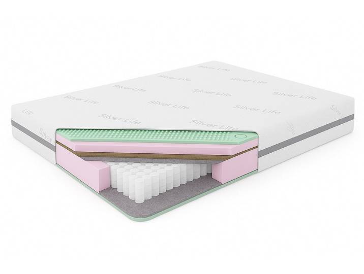 Taschenfederkernmatratze SANTORINI moderner Komfort und ergonomische Unterstützung, Kaiser Möbel, Matratze mit Kokos, HR- & Profilschaum, Silver-Live-Bezug H3/H4