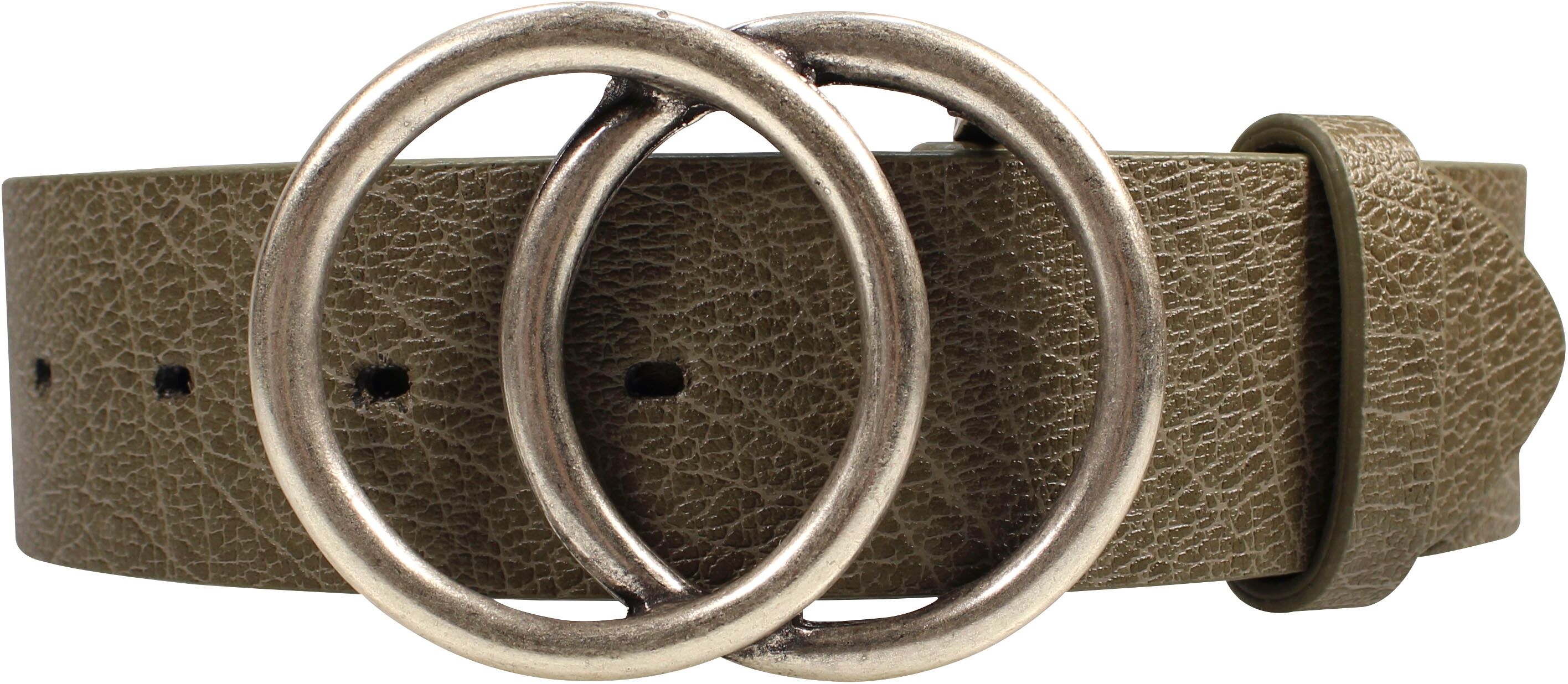 Koppelgürtel RETTUNGSRING GÜRTEL, Damen, Gr. 105, braun, Materialmix, unifarben, Gürtel Koppelgürtel, Rettungsring Veganer Gürtel »AppleSkin« Schlamm 2 Kreise silberfarben braun 105