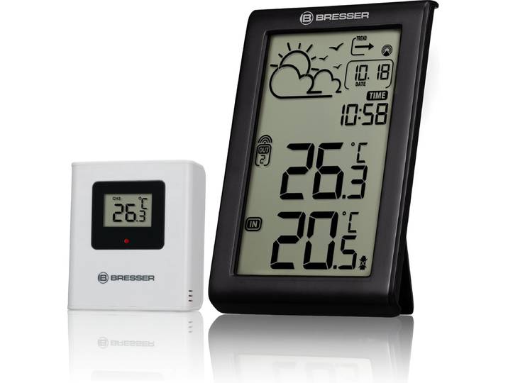BRESSER Weerstation - Meteo Temp W - DCF-radiosignaal - Grote cijfers - Vorstalarm - Thermo/Hygro Meter