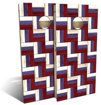 Skip's Garage Patriotic Pattern Outdoor Cornhole Board Set
