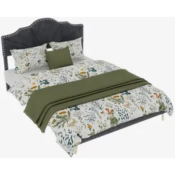 STILVORA Polsterbett 140x200 mit weichem Kopfteil, modern minimalistisches Design, stabiler Rahmen, Lattenrost inklusive, komfortables Stoffbett Grau