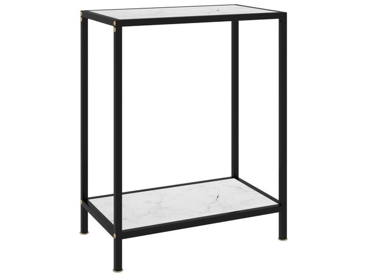 furnicato Konsolentisch Weiß 60x35x75 cm Hartglas (1-St), Marmor-Optik Beistelltisch mit Ablageboden für Ihren Wohnraum