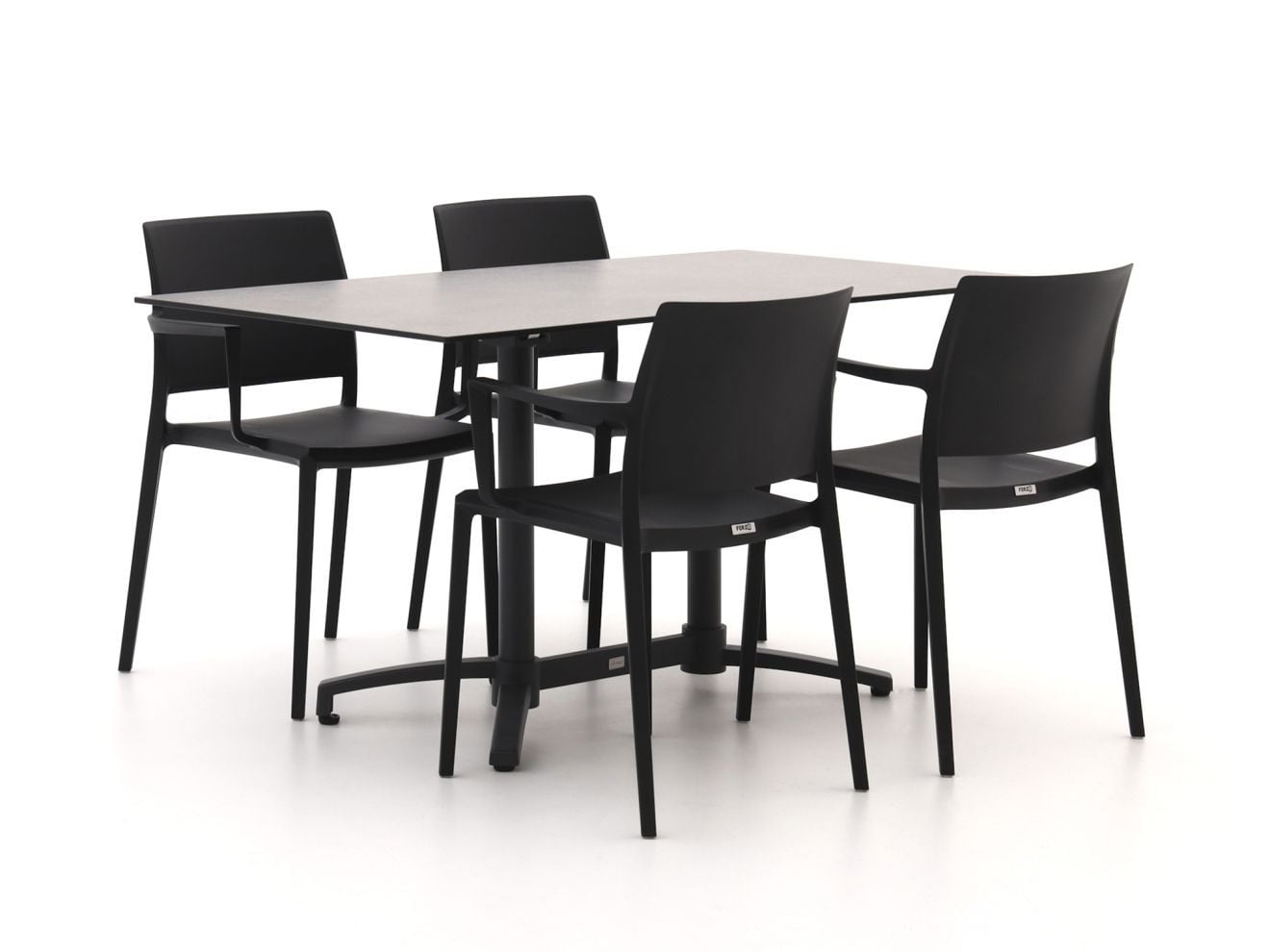 Forza Furniture Diningset Forza voor 4 personen, zwart, aluminium en kunststof