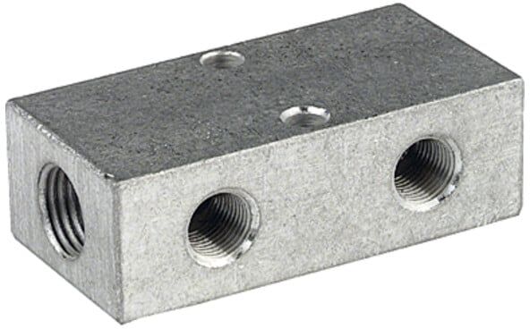 Riegler Barre de distribution, sorties des deux côtés, 2 x 1/4, 6 + 6 x 1/8, alu (VT 15166)