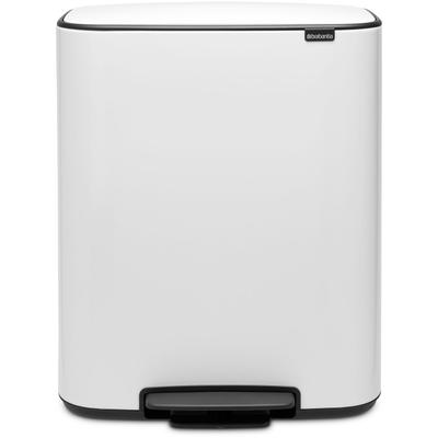 Mülleimer BRABANTIA "Bo Treteimer, 60L", weiß, B:54,1cm H:65,2cm T:36,3cm Ø:54,1cm, Kunststoff, Metall, Mülleimer, Mülleimer, sanft schließender Deckel, mit leichter Pedalbedienung