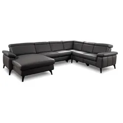 Polsteria Wohnlandschaft Lava Leder Schwarz