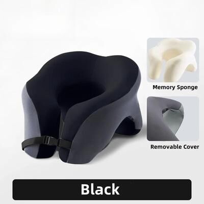 Uplifted Goods Portable Memory Foam U Shaped Neck Pillow For Travel And Rest black