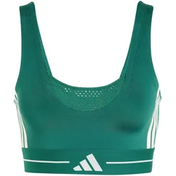 adidas Hyperglam 3-Streifen Colorblock Low Support Sport-BH Damen KQ5750 - collegiate green XS