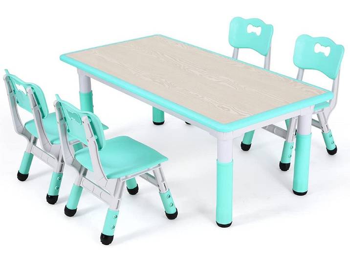 TLGREEN Kindersitzgruppe Kindertisch mit 4 Stühlen, Tisch Stuhl Set Höhenverstellbar