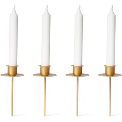 Novaliv, Kerzenständer, 12x Kerzenhalter Metall Stabkerzen GOLD Kerzeneinsatz Tafelkerzen Kerzentüller Metall