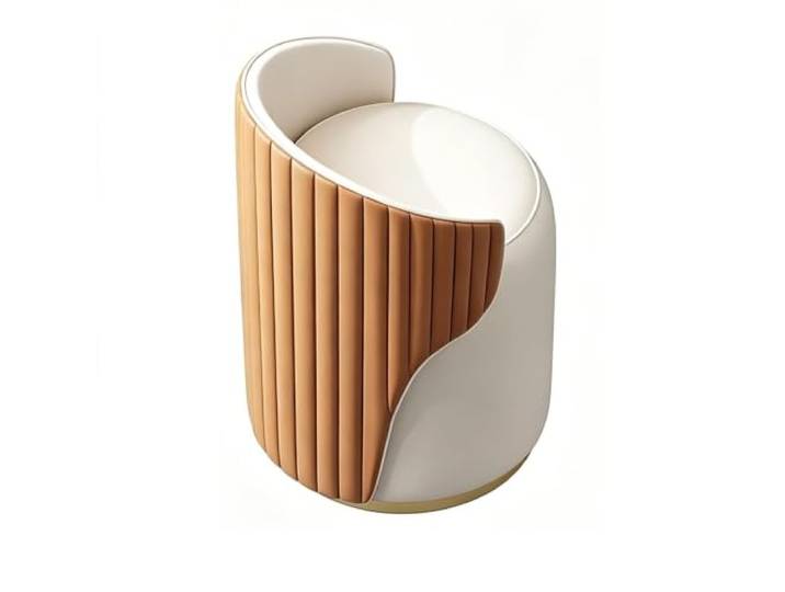 Drehbarer Schminkstuhl, Runder Make-up-Hocker Mit Rückenlehne Massivholzrahmen, ergonomischer Loungesessel, geeignet for Schlafzimmer, Wohnzimmer, Balkon(Orange)