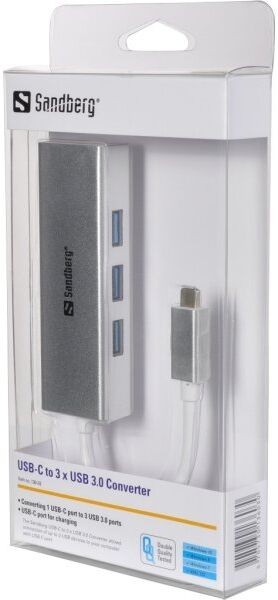 Sandberg Usb-C Til 3 X Usb 3.0 Converter, Hvid