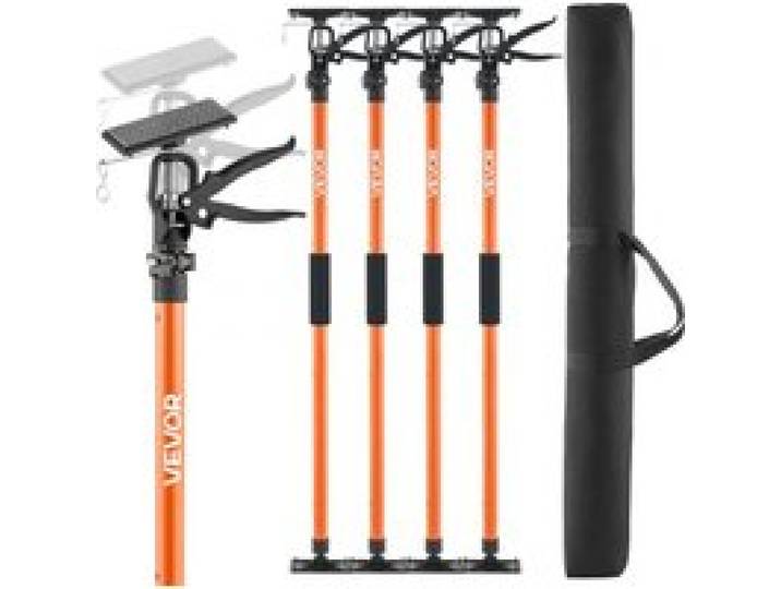 VEVOR Einhandstütze, 4 Stk., Deckenstütze 116–290cm, Teleskopstütze aus Stahl, Montagestütze bis zu 70kg Kapazität zum Installieren von Schränken, Anheben von Trockenbauwänden, Frachtstangen