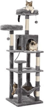 Inspire Essentials Large Cat Tree Tower For Indoor Cats With Plush Condo Perches Scratching Posts And Hideaway Caves amt0134gy