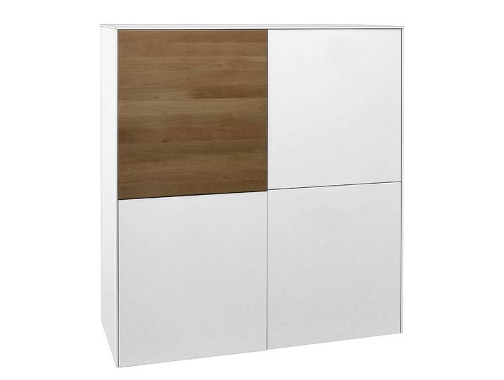Hängeschrank I 119 x 124 x 32cm Weiß/Weiß/Wildeiche