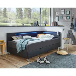 meise.möbel »Laser« Polsterbett inkl. Bettkasten 90x200 cm / Bezug Kunstleder schwarz