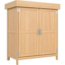 GARTENSCHRANK Geräteschuppen mit Doppeltür, 2 Fächern, wetterfest, Tannenholz, Natur