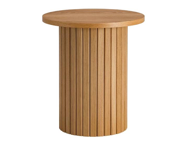 Bout de canapé 40 cm Ø 40cm Beige/Marron/Chêne
