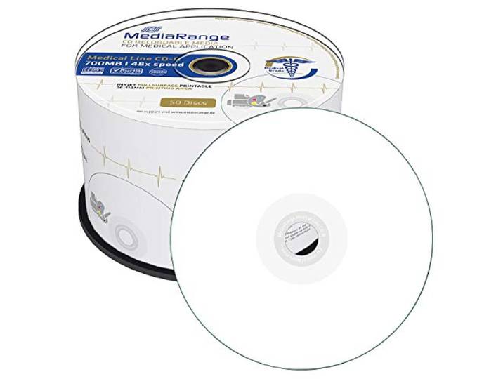 MediaRange Medical Line CD-R 700MB 80min 48-voudige schrijfsnelheid, volledig bedrukbaar (inkjetprinter), 50er Cakebox