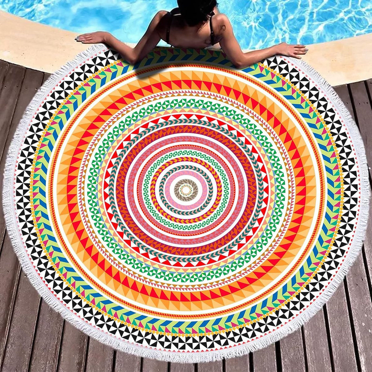 XXL Mandala Strandhanddoek van Microvezel met Kwastjes