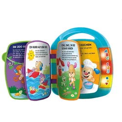 Fisher-Price Lernspaß Liederbuch (blau), Baby-Spielzeug mit Musik, Lernspielzeug