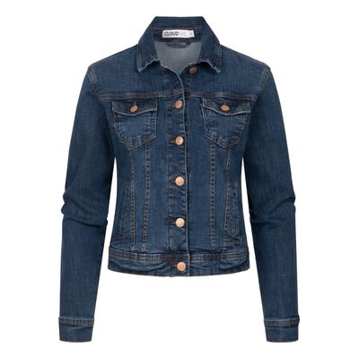 Jeansjacke CLOUD 5IVE "CLOUD 5IVE Damen Jeans Jacke", Damen, Gr. XXL, dunkelblau, 98% Baumwolle, 2% Elasthan, unifarben, normal, amerikanischer Ausschnitt, Jacken Jeansjacke