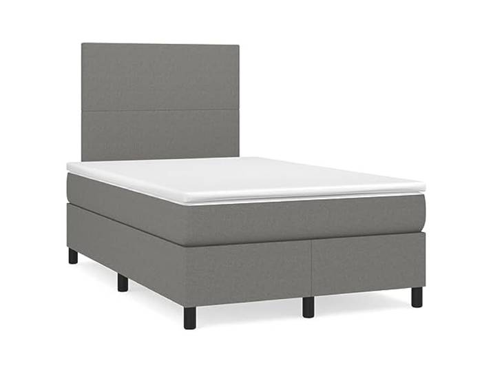PUGYNBK Boxspringbett, 120 x 200 cm, dunkelgrauer Stoff Verstellbares Kopfteil, Taschenfederkernmatratze, mittlere Festigkeit, atmungsaktiv
