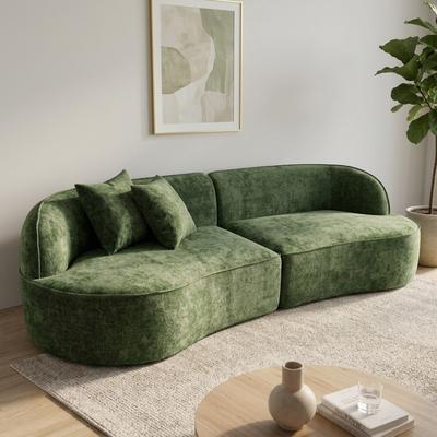 Direct Wicker Modular High-Density Boneless Curved Chenille Fabric Sectional Sofa Couches