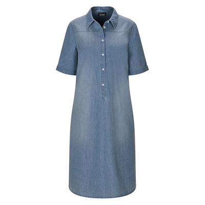 Sommerkleid GOLDNER "Baumwollkleid mit heller Waschung", Damen, Gr. 52, N-Gr, blau, Obermaterial: 100% Baumwolle CO., gerade, Kleider Sommerkleid, Nahttaschen an der Seite