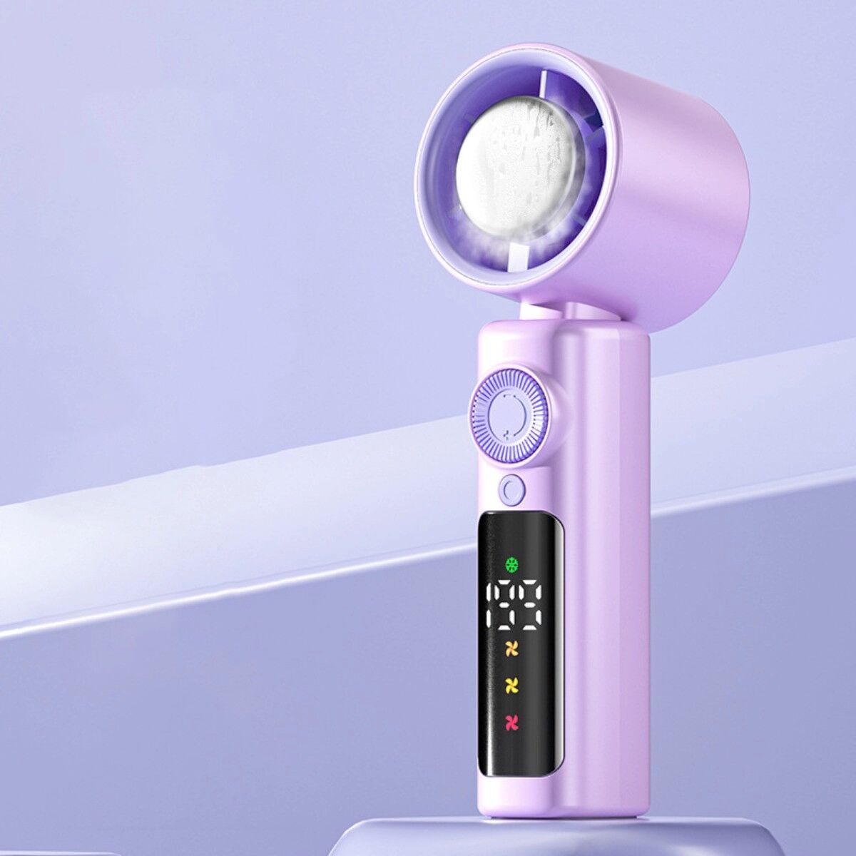 INF Handventilator Hochgeschwindigkeit mit 4000mAh – Thermoelektrische Peltier-Kühlung, 199-stufige LED-Anzeige, USB-C Violett