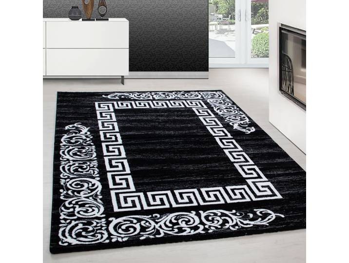 Teppium Tapis de Salon Design Méandres Noir 200x290 cm Moderne Tapis Moelleux