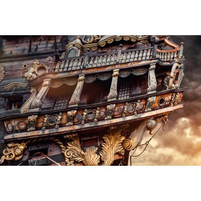 Fototapete PAPERMOON "PIRATENSCHIFF-SEGELSCHIFF PIRATEN SCHIFF SCHIFFE PIRAT", bunt, B:2m L:1,49m, Vlies, Tapeten