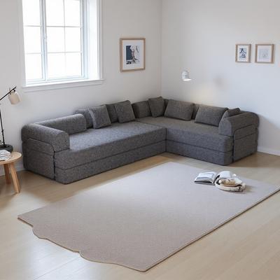 ZWYO HOSIMU Chenille Convertible Sofa Bed Set with Side Pocket and 4 Pillows (4-Seat)