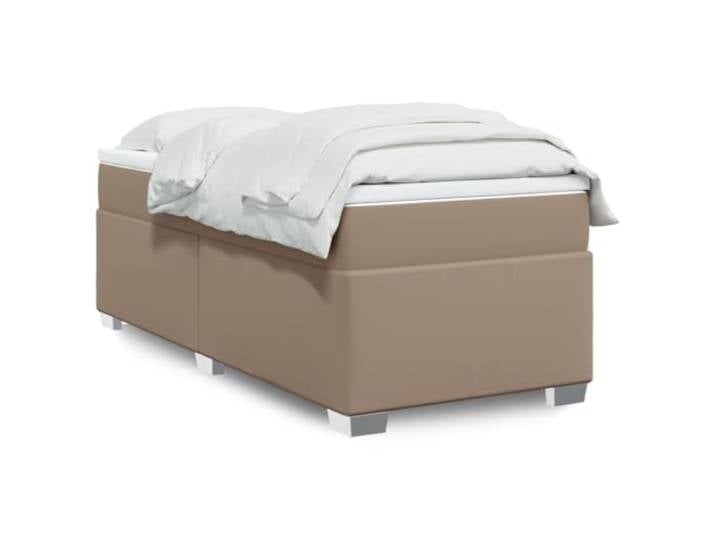 LPERTGFHU Boxspringbett mit Matratze & Auflage 90x200cm Kunstleder Inklusive Taschenfederkernmatratze, Atmungsaktiver Topper