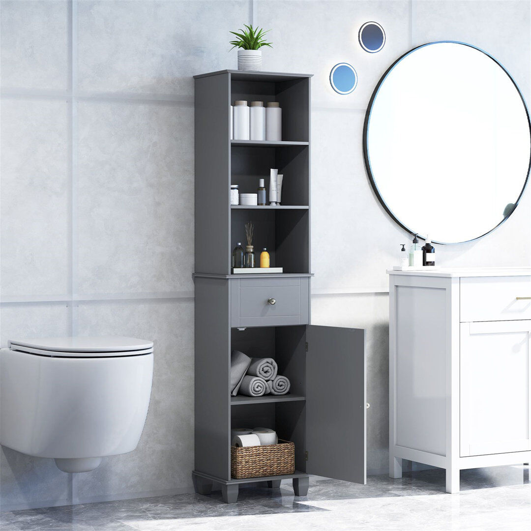 Latitude Run Freestanding Linen Cabinet Grey 172cm H X 40cm W X 30cm D