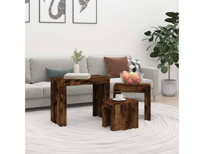 vidaXL Couchtisch vidaXL Kaffeetische 3 Stk. Stapelbar Räuchereiche Holzwerkstoff