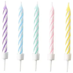 10 Geburtstagskerzen Pastell Regenbogen Farben